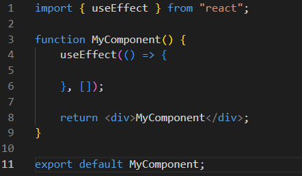 Importing useEffect into code editor